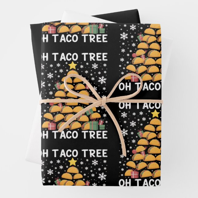 Tacos Christmas Tree Funny Xmas Foodie Mexican  Wrapping Paper Sheets (In situ)