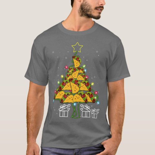 Tacos Christmas Tree Led Lights Cute Xmas Meican F T_Shirt