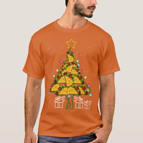 Tacos Christmas Tree Led Lights Cute Xmas Meican F T_Shirt