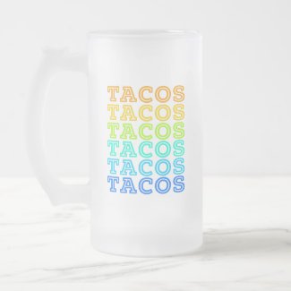 Tacos Colorful Retro Design Frosted Glass Beer Mug