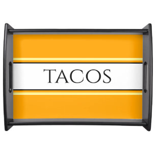 TACOS Cool Festive Orange Yellow White Stripes Serving Tray