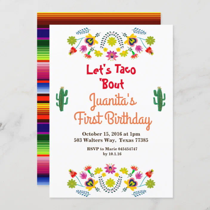 Fiesta Birthday Fiesta and Fun One Year Party. Digital Download Taco Party Fun and One Taco First Birthday First Birthday Invitation