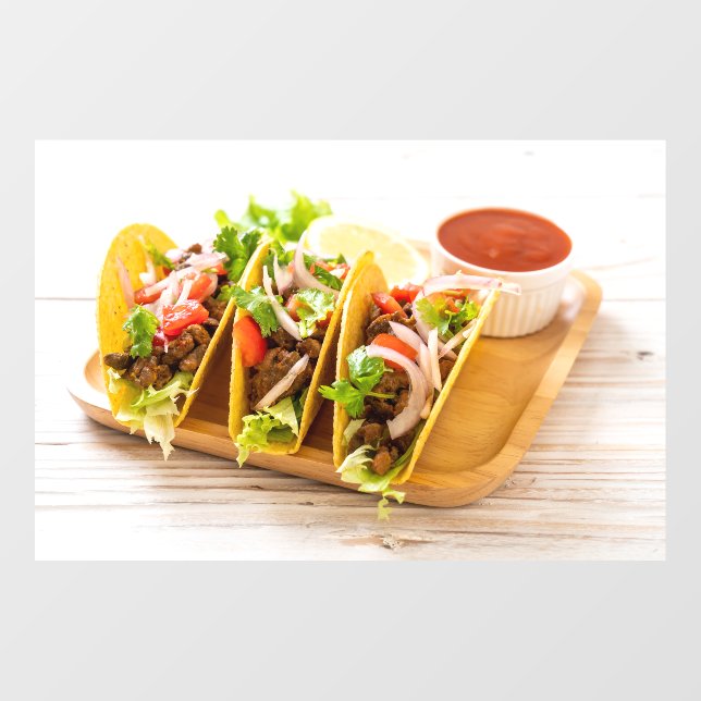 Tacos Meat Mexican Food Picture Restaurant  Window Cling (Sheet)