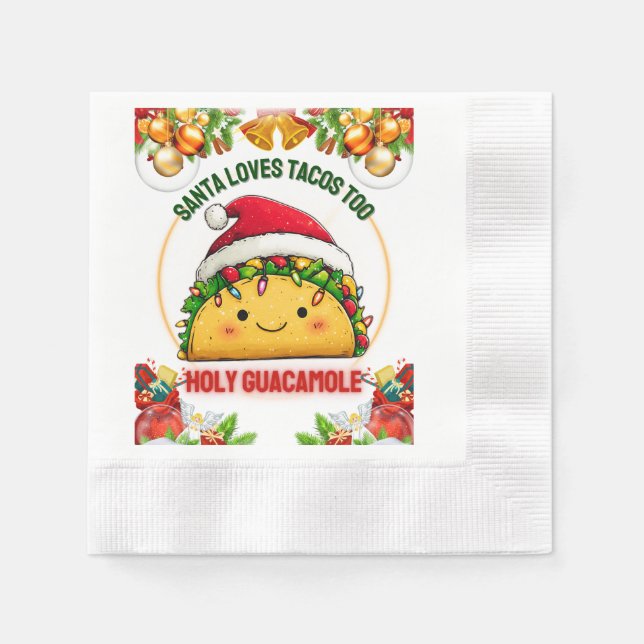 Tacos Mexican Food Christmas Hat Xmas Napkins (Front)