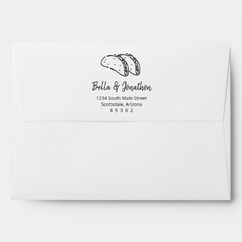 Tacos on Personalized Wedding Envelope