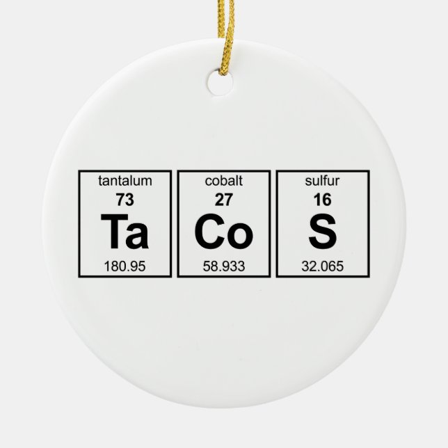 TaCoS Periodic Table Ceramic Ornament (Front)