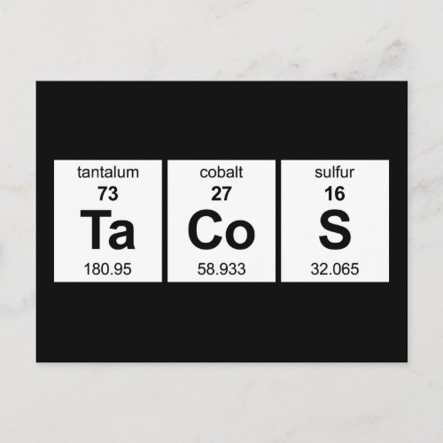 TaCoS Periodic Table Postcard