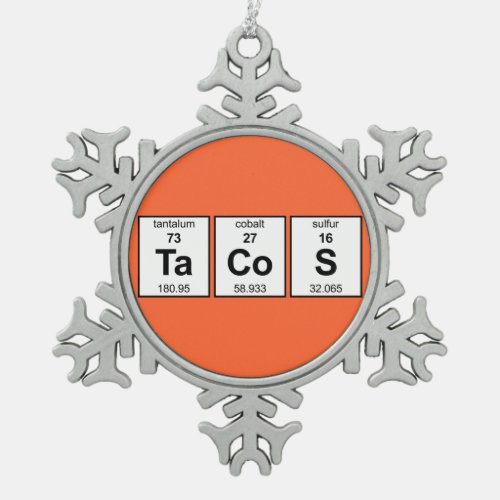 TaCoS Periodic Table Snowflake Pewter Christmas Ornament