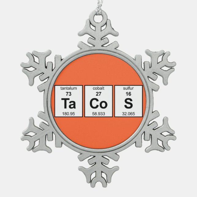 TaCoS Periodic Table Snowflake Pewter Christmas Ornament (Front)