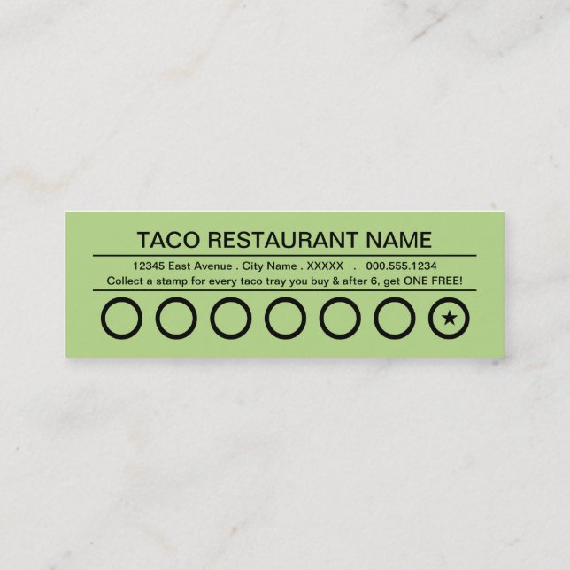 tacos rapidos punch card (Back)
