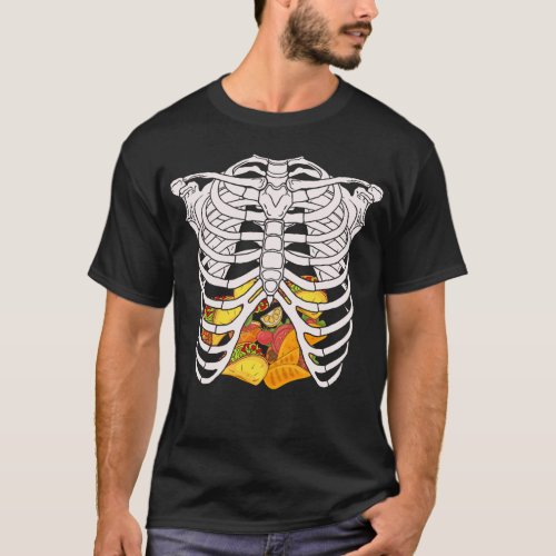 Tacos Rib Cage Skeleton Halloween Costume T_Shirt