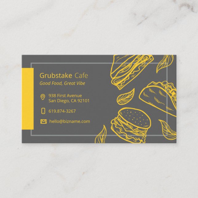 Tacos & Sandwiches Restaurant Business Card (Front)