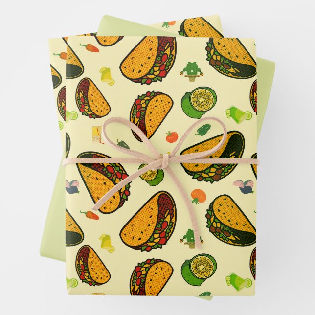 Tacos Seamless Pattern Wrapping Paper Sheets (In situ)