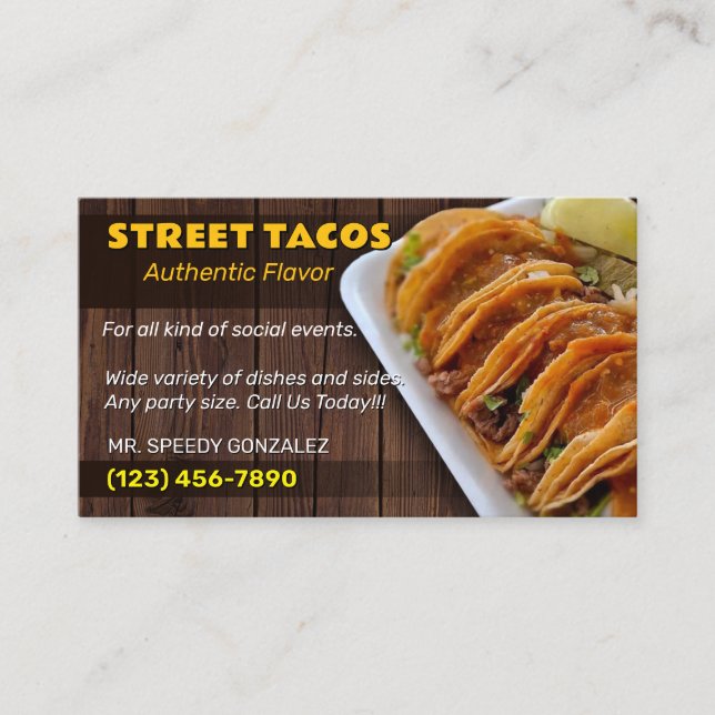 Tacos service business cards (Front)