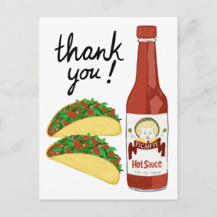 TACOS Spicy Hot Sauce Cat Maracas THANK YOU Postcard