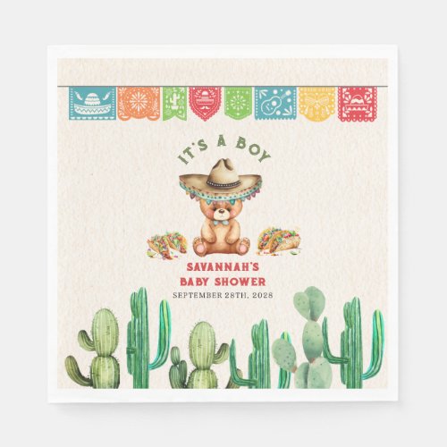 Tacos  Teddy Bears Cactus Boy Baby Shower Fiesta Napkins