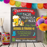 Tacos & Tequila Birthday Invitation - Blk