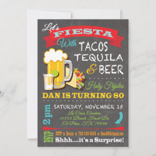 Tacos, Tequila and Beer for Dan Invitation