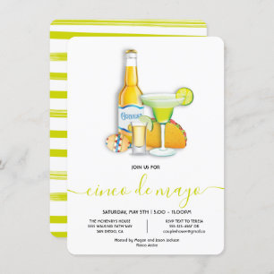 Tacos Tequila, Beer, Margarita Cinco de Mayo Party Invitation