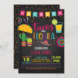 Tacos & Tequila Birthday Invitation - Blk