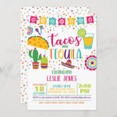 Tacos & Tequila Birthday Invitation - Blk