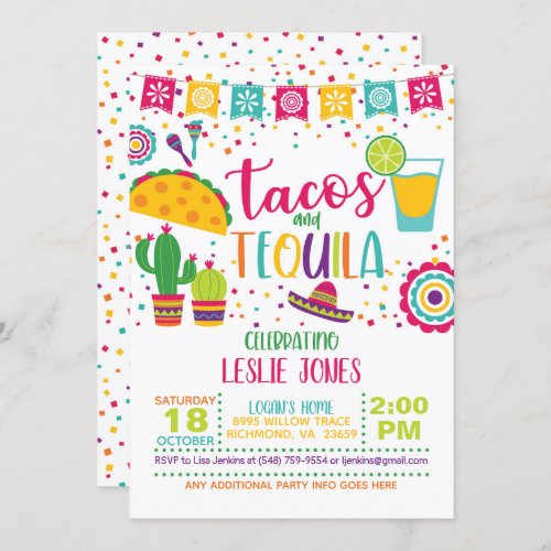 Tacos  Tequila Birthday Invitation _ Wh