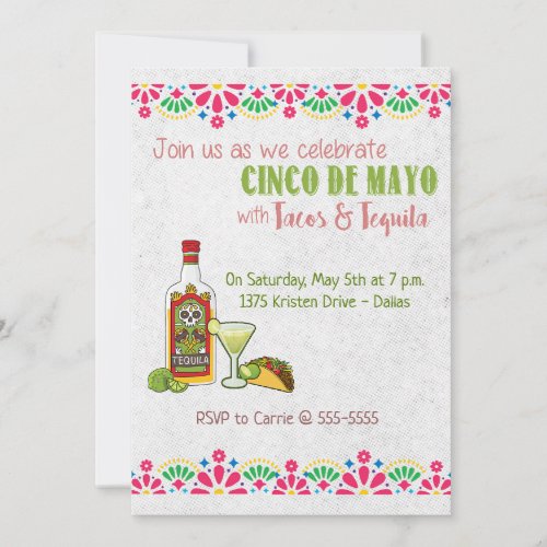 Tacos  Tequila Cinco de Mayo Party Invitation