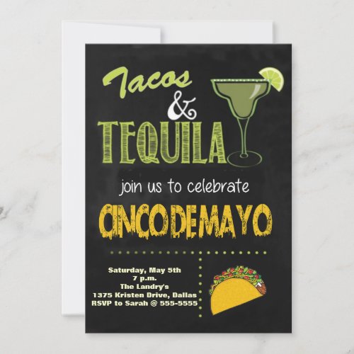 Tacos  Tequila Cinco de Mayo Party Invitation