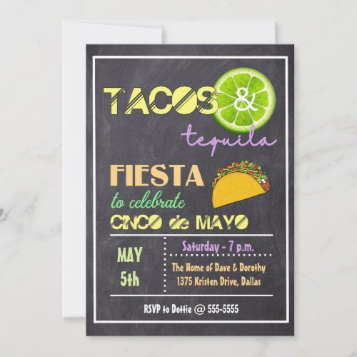 Tacos  Tequila Cinco de Mayo Party Invitation