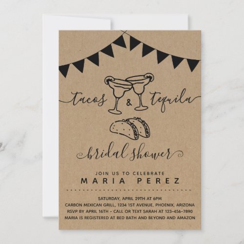 Tacos  Tequila Couples Bridal Shower Invitation
