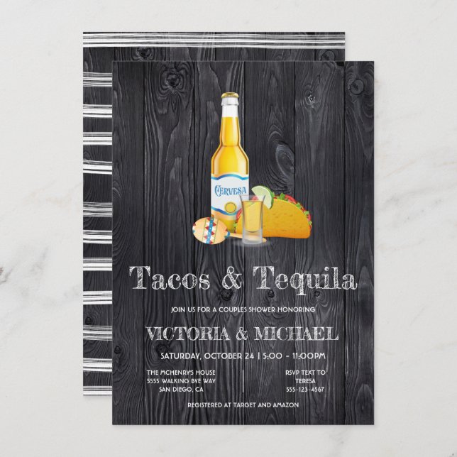 Tacos & Tequila Couples Shower Engagement  Party Invitation (Front/Back)