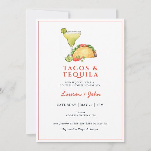 Tacos  Tequila couples shower  Invitation