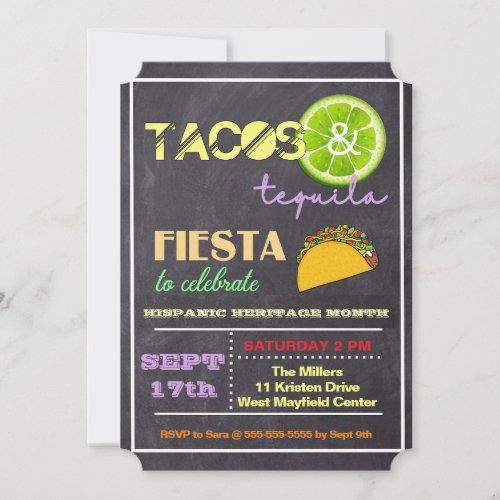 Tacos  Tequila Fiesta Hispanic Heritage Month Invitation