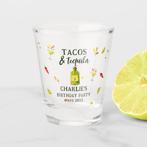 Tacos  Tequila Fun Summer Tropical Birthday Party Shot Glass