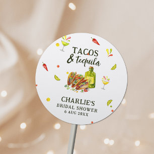 Tacos & Tequila Fun Summer Tropical Bridal Shower Classic Round Sticker