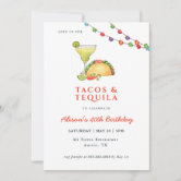 Tacos & Tequila Margarita Adult Birthday Party Invitation
