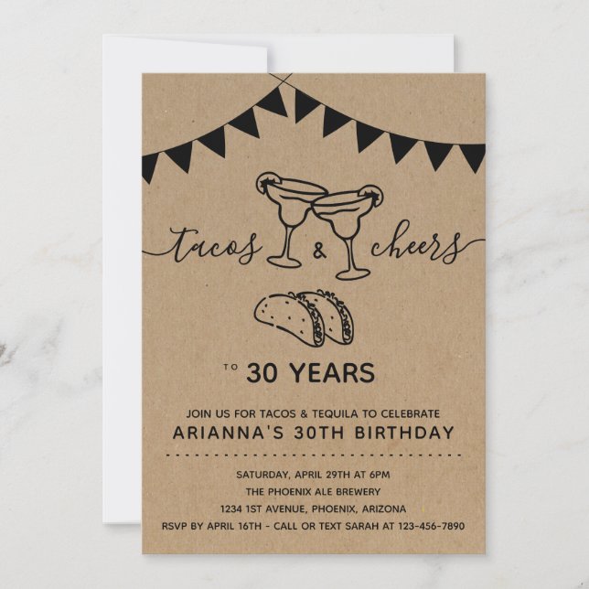 Tacos & Tequila Margarita Birthday Party - Any Age Invitation (Front)