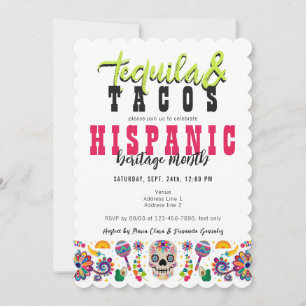Tacos Tequila Margaritas Hispanic Heritage Fiesta Invitation