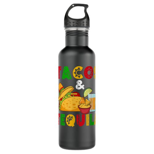 Tacos Tequila Mexican Cinco De Mayo Sombrero  Stainless Steel Water Bottle