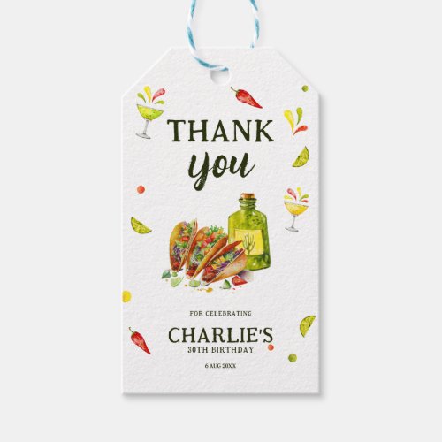 Tacos  Tequila Tropical Birthday Thank You Gift Tags