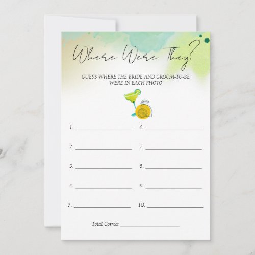 Tacos  Tequila Watercolor Bridal Shower Game Card