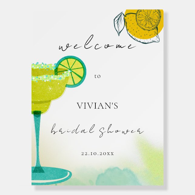 Tacos & Tequila Watercolor Bridal Shower Welcome Foam Board (Front)
