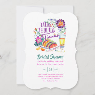 Tacos Tequilas Tiaras Last Party Bridal Shower Invitation