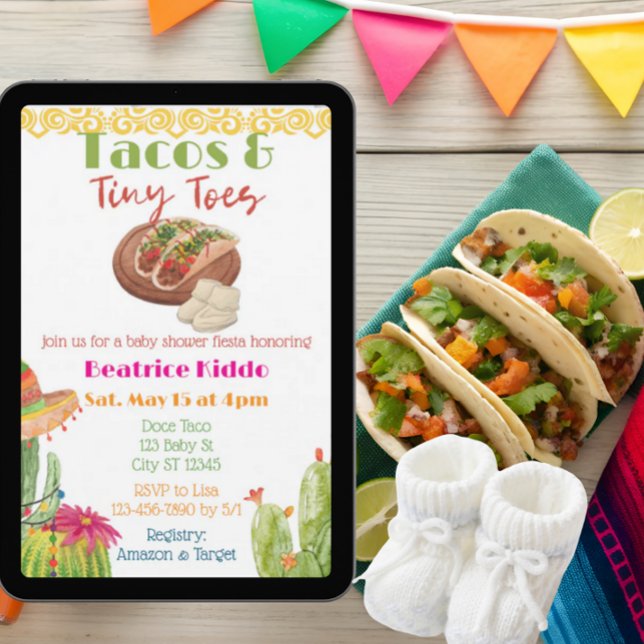 Tacos & Tiny Toes Baby Shower Invitation (Creator Uploaded)