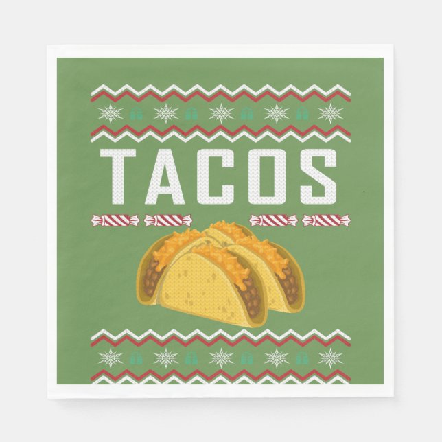Tacos Ugly Christmas Sweater Paper Napkins (Front)