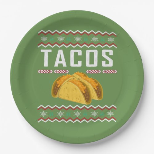 Tacos Ugly Christmas Sweater Paper Plates