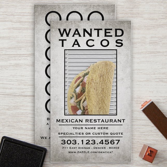 tacos wanted poster stamp card (Creator Uploaded)