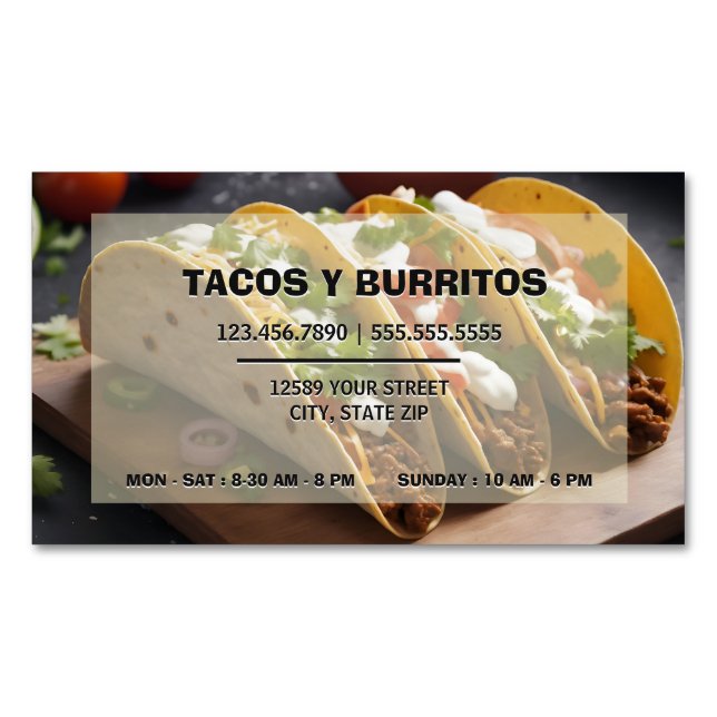 🌮 Tacos Y Burritos Business Card Magnet (Front)