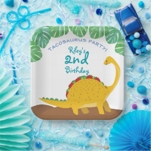 Tacosaurus Birthday Party - dinosaur and tacos! Paper Plates