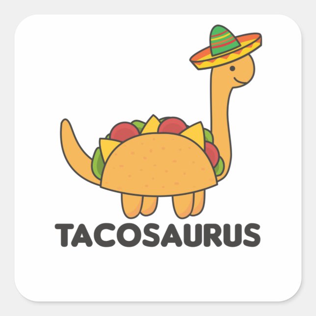 Tacosaurus Cinco De Mayo Dinosaur Funny Dino Square Sticker (Front)
